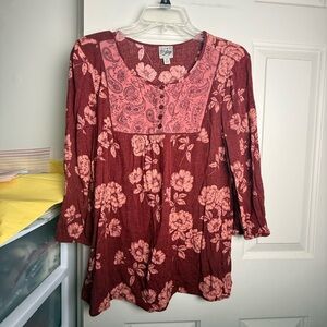 Como Vintage Rose-Pink Floral top size medium excellent condition